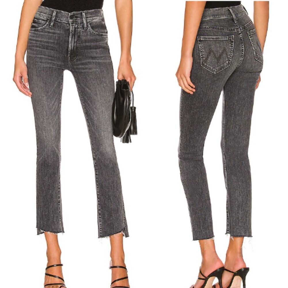 Mother High Waisted Rascal Ankle Step Fray Distressed Jeans Night Garden Size 28